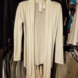 White high/low cardigan sweater